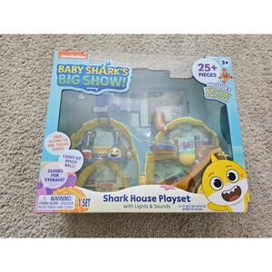 Pink Fong Baby Shark's Big Show House Playset Lights & Sounds 25+ Piece Set NEW